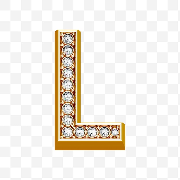 Alphabet letter l made of gold and diamonds isolated