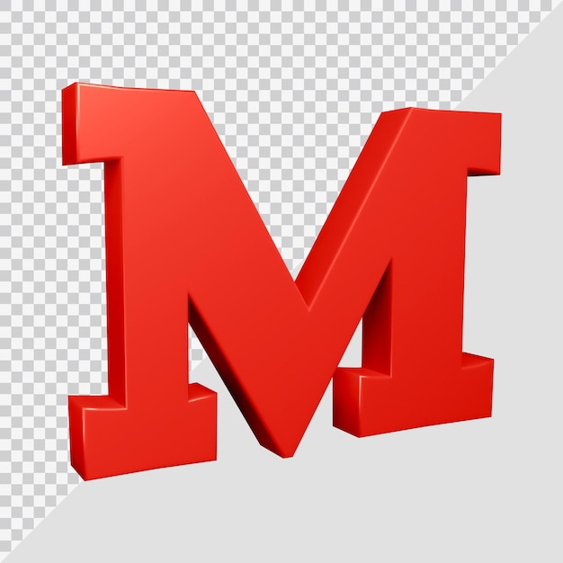 Alfabeto lettera m 3d render