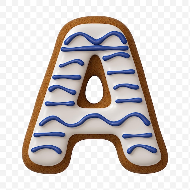 PSD alphabet letter a made of color gingerbread cookie isolated