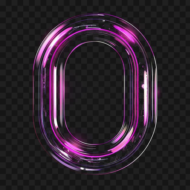 PSD alphabet letter o trim with neon glowing plastic strips with thin bol y2k collage glow outline art