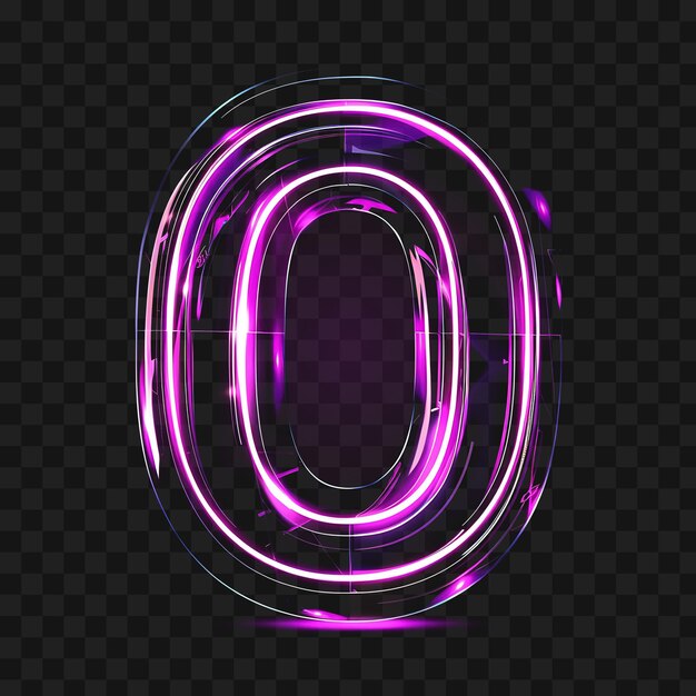 Alphabet letter o trim with neon glowing plastic strips with thin bol y2k collage glow outline art