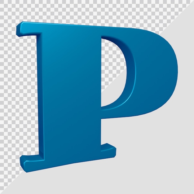 PSD alphabet letter p 3d render