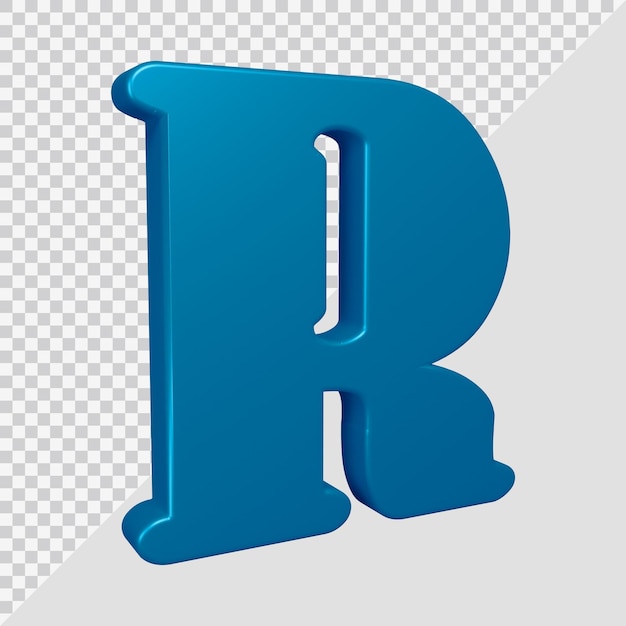 Rendering 3d della lettera r dell'alfabeto