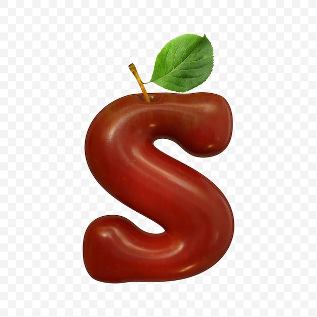 Alphabet letter s made of red apple isolated pds file