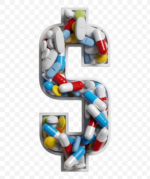 PSD alphabet letter symbol made of color pills and tablets on isolated background