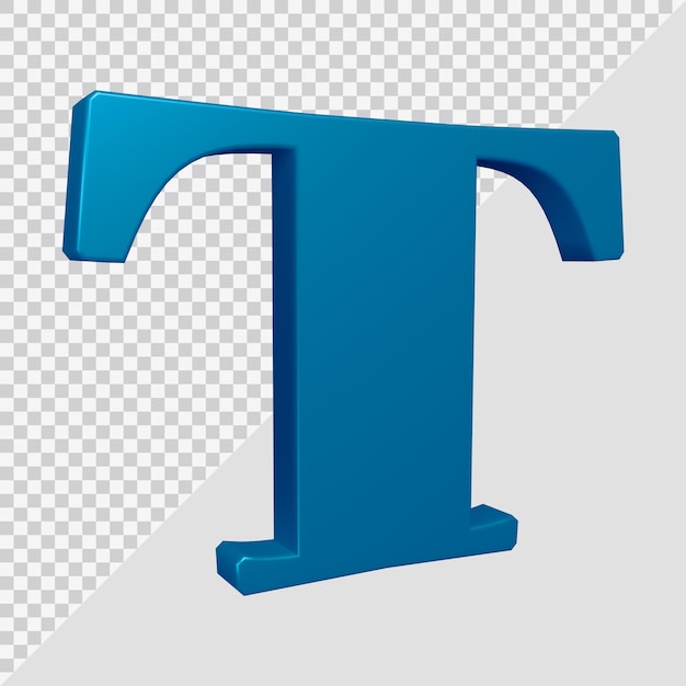 PSD rendering 3d della lettera t dell'alfabeto