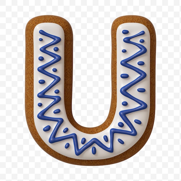 Alphabet letter u made of color gingerbread cookie isolated