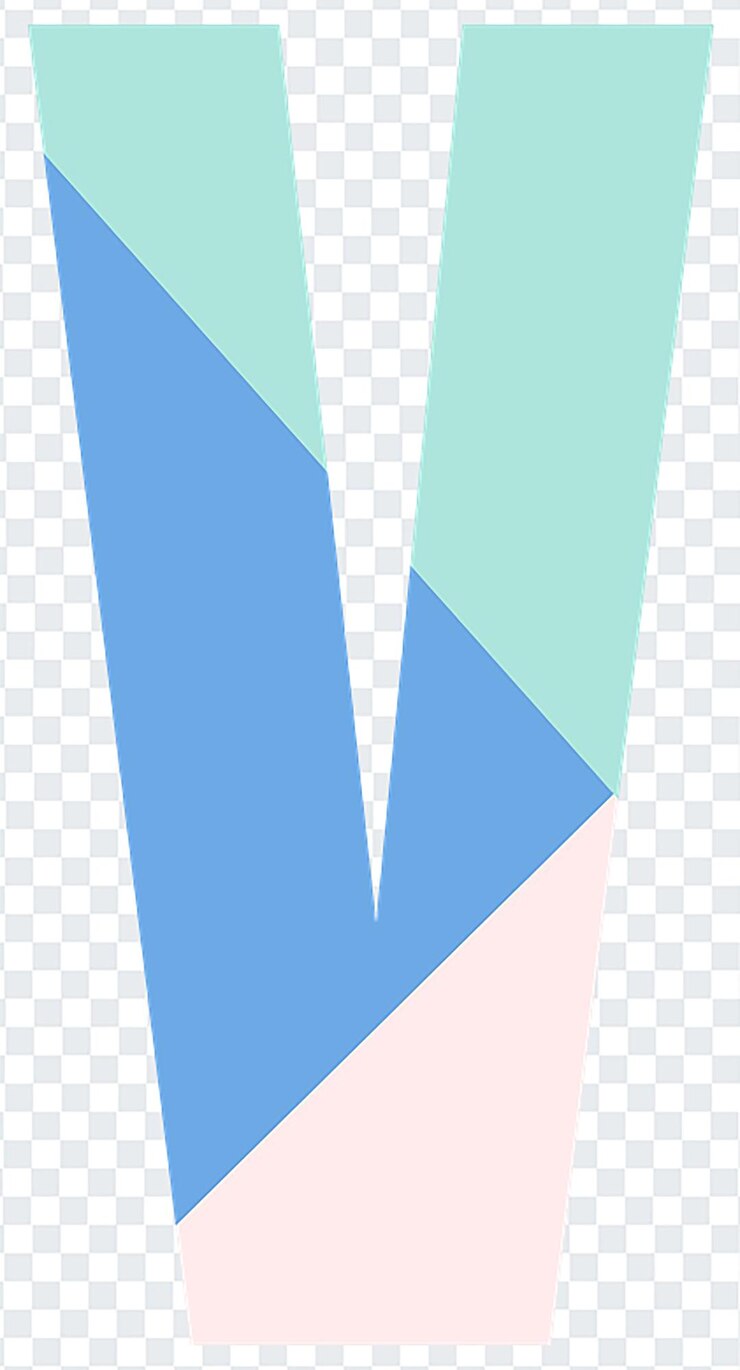 PSD alphabet letter v on transparent background