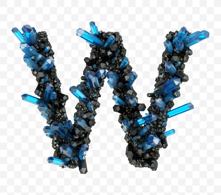 PSD alphabet letter wmade of black and blue jewelry crystals isolated pds file
