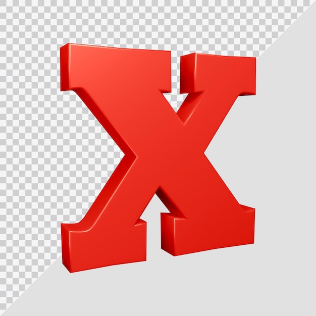 PSD Алфавит буква x 3d визуализации