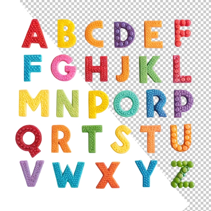 PSD alphabet made of colored plasticine