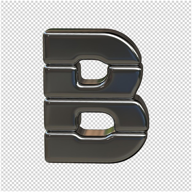 Alphabet made from silver bars. 3d letter b