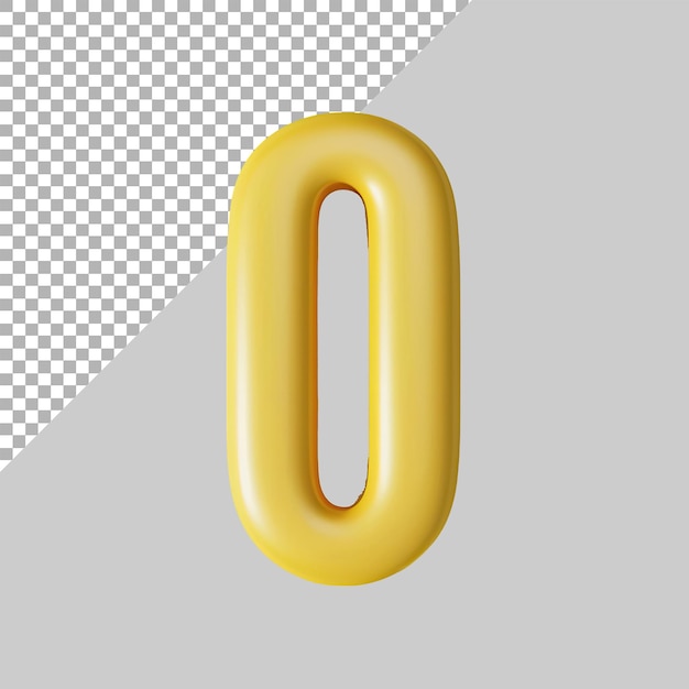 PSD alphabet number 0 letter on transparent background