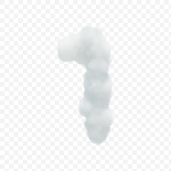 Alfabeto numero 1 fatto di nuvola bianca su sfondo isolato