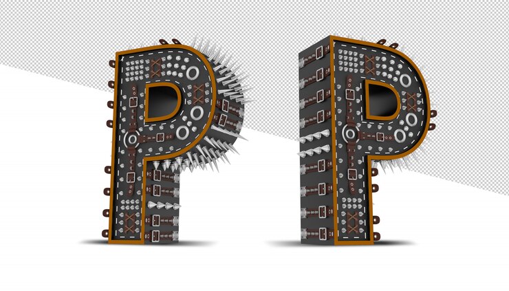 PSD alphabet punk stil.