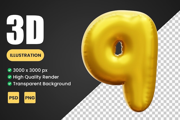 alphabet q 3d icon illustrations