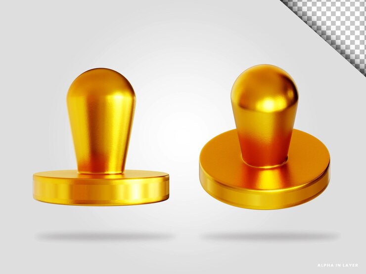 PSD altın damga 3d render illüstrasyonu izole edilmiş