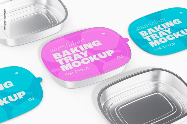 Aluminium Baking Trays Mockup, Mosaic
