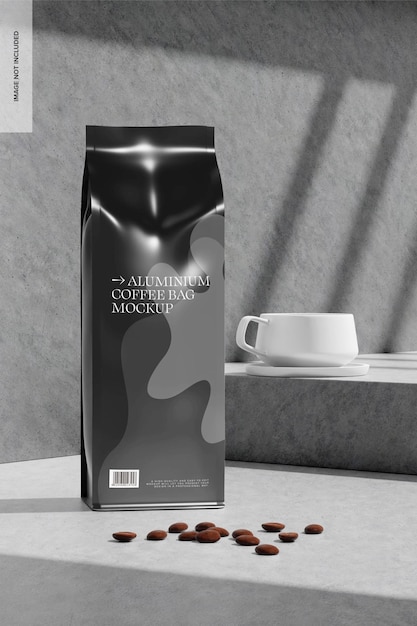 PSD aluminium coffee bag mockup