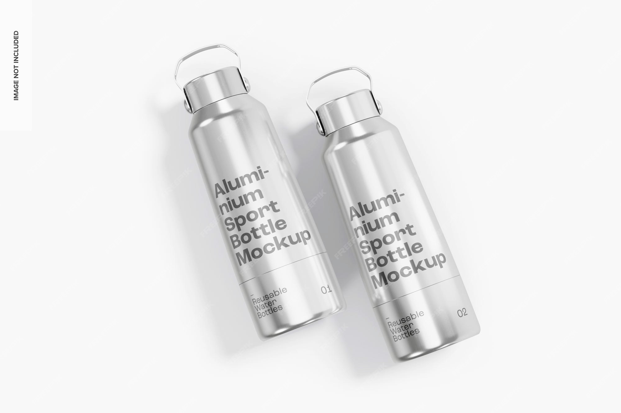 Premium PSD | Aluminium sport bottles mockup, top view
