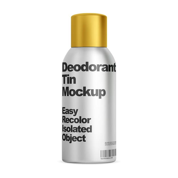 Aluminium spray bottle psd mockup cosmetic aerosol hairspray metal tube deodorant container