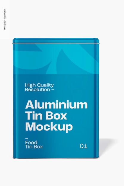 Aluminium tin box mockup, front view