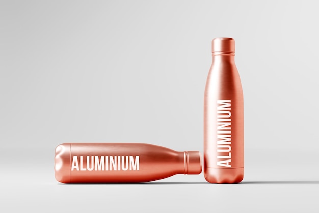 PSD aluminium water bottle mockup