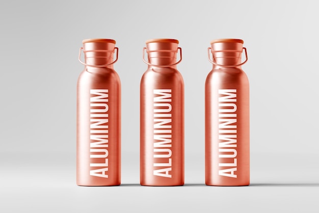 Aluminium water bottle mockup