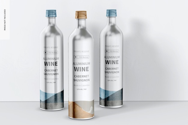 Aluminium Wine Bottles Mockup