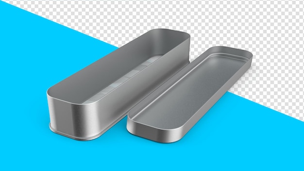 Aluminium zilveren doos met dop geïsoleerde 3d illustratie