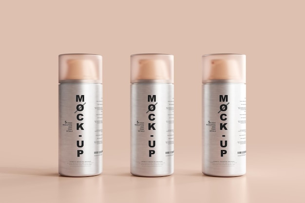 PSD mockup di bottiglia per pompa cosmetica con corpo in alluminio