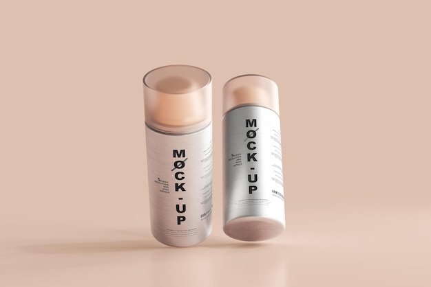 Mockup di bottiglia per pompa cosmetica con corpo in alluminio