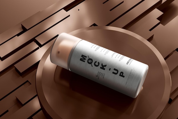 Aluminum Body Cosmetic Pump Bottle Mockup