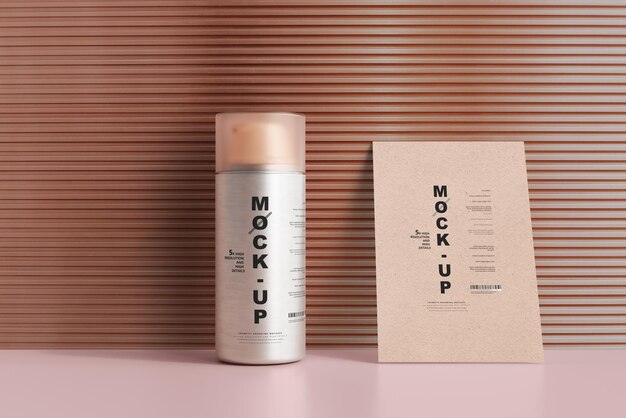 Mockup di bottiglia per pompa cosmetica con corpo in alluminio