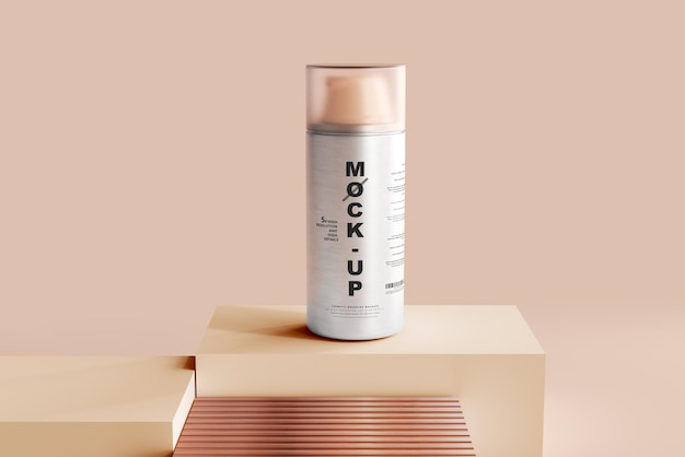 Mockup di bottiglia per pompa cosmetica con corpo in alluminio