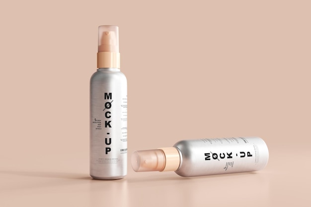 Mockup di flacone spray cosmetico con corpo in alluminio