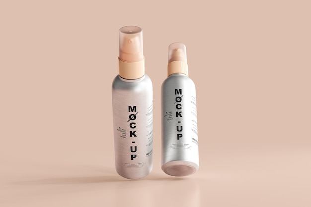 Mockup di flacone spray cosmetico con corpo in alluminio