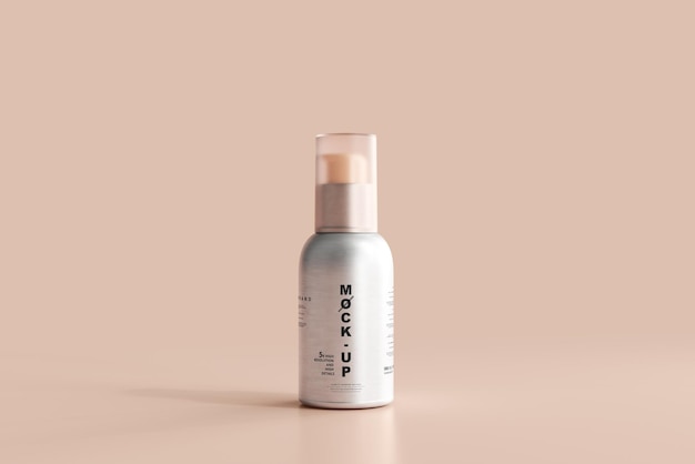 PSD mockup di flacone spray cosmetico con corpo in alluminio