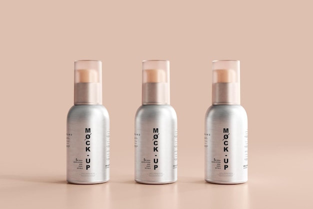aluminum body cosmetic spray bottle mockup