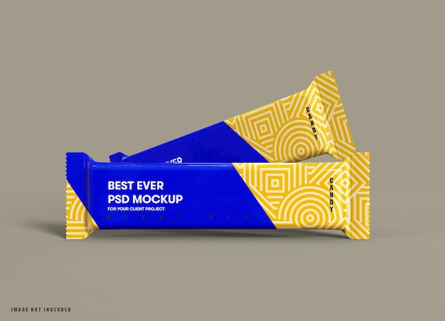 PSD mockup di pacchetto di caramelle in alluminio