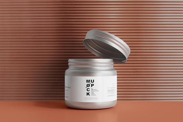 PSD aluminum cosmetic jar mockup