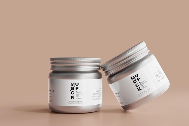 Aluminum cosmetic jar mockup