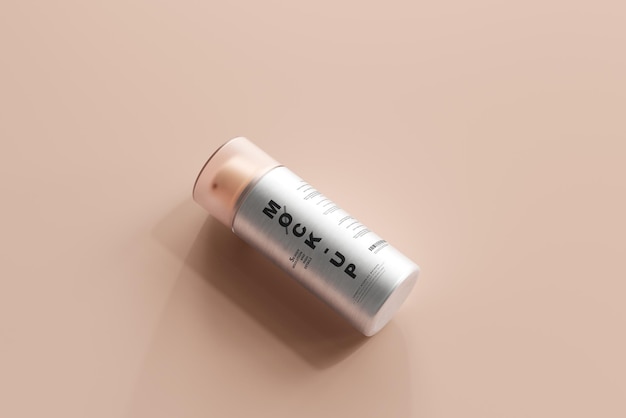 Aluminum cosmetic pump bottle mockup