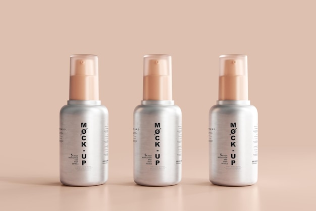 aluminum cosmetic spray bottle mockup