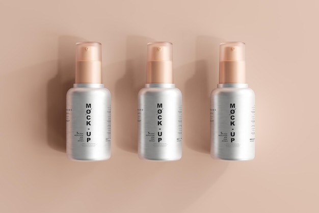 Aluminum cosmetic spray bottle mockup