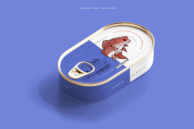 Mockup di latta di pesce in alluminio