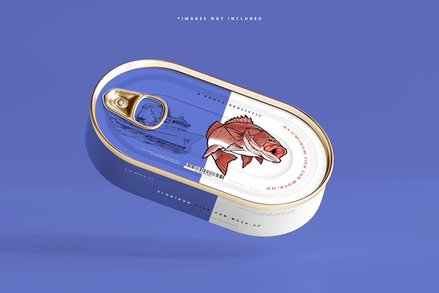 Mockup di latta di pesce in alluminio