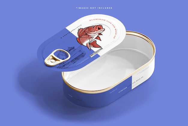 Mockup di latta di pesce in alluminio