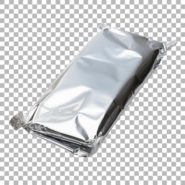 Aluminum foil packaging on transparent background