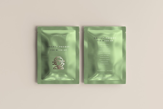 Aluminum foil sachet packet mockup